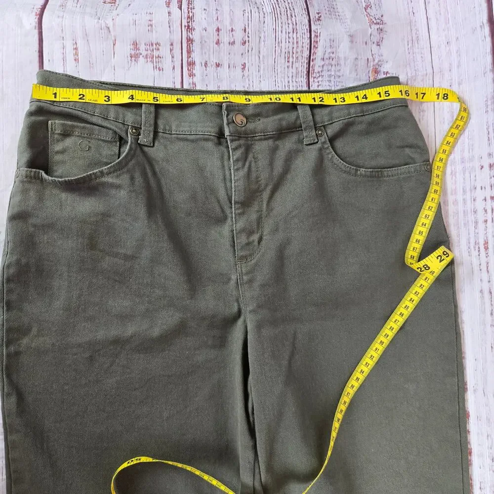 GLO Womens Military Green Mandy Jeans 12 Neutral Earthy Minimalist Basic Casual